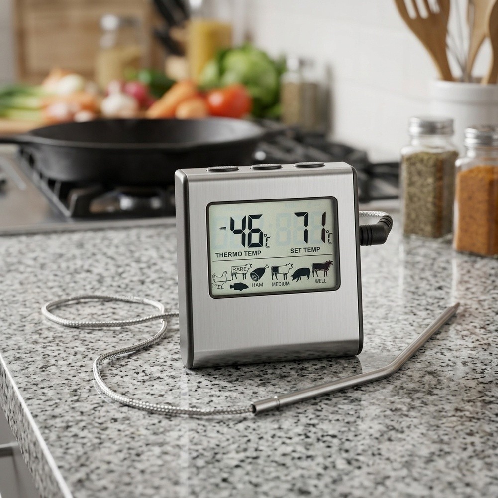 Digital Thermometer Probe - 1pc LCD Digital Meat Thermometer With