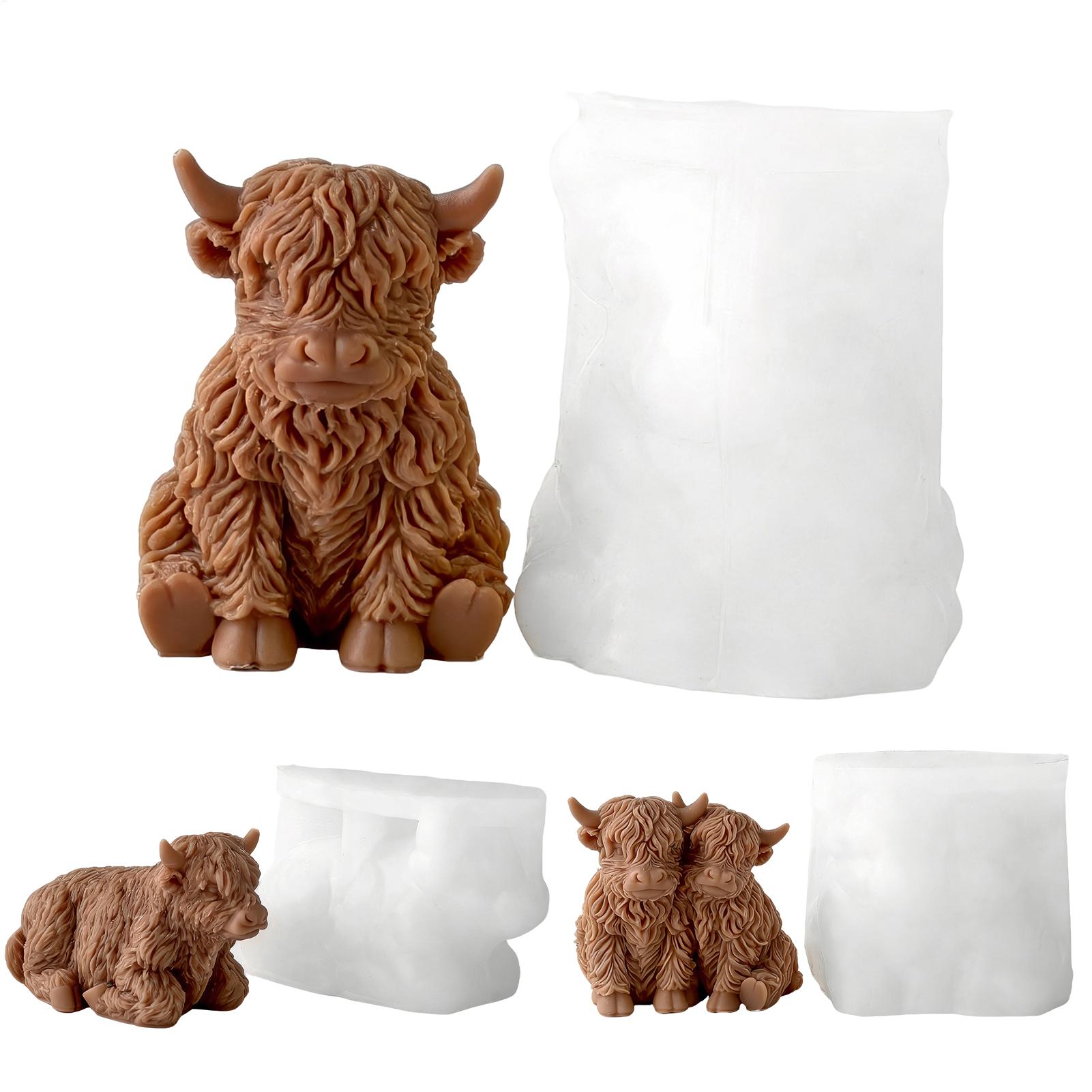 Candle Making Supplies For Beginners - Highland Cow Silicone Mold Reusable 3D