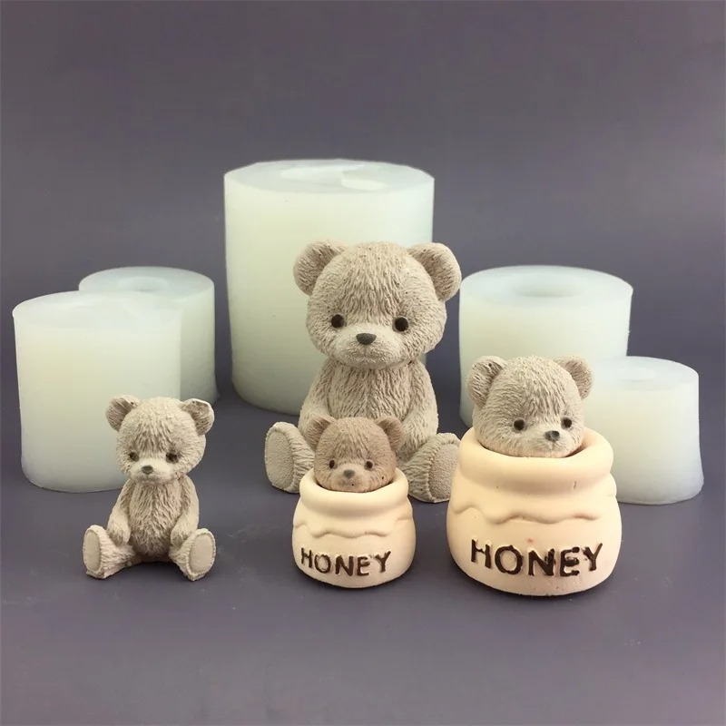 Candle Supplies In Bulk - Cute Bear Honey Jar Silicone Candle