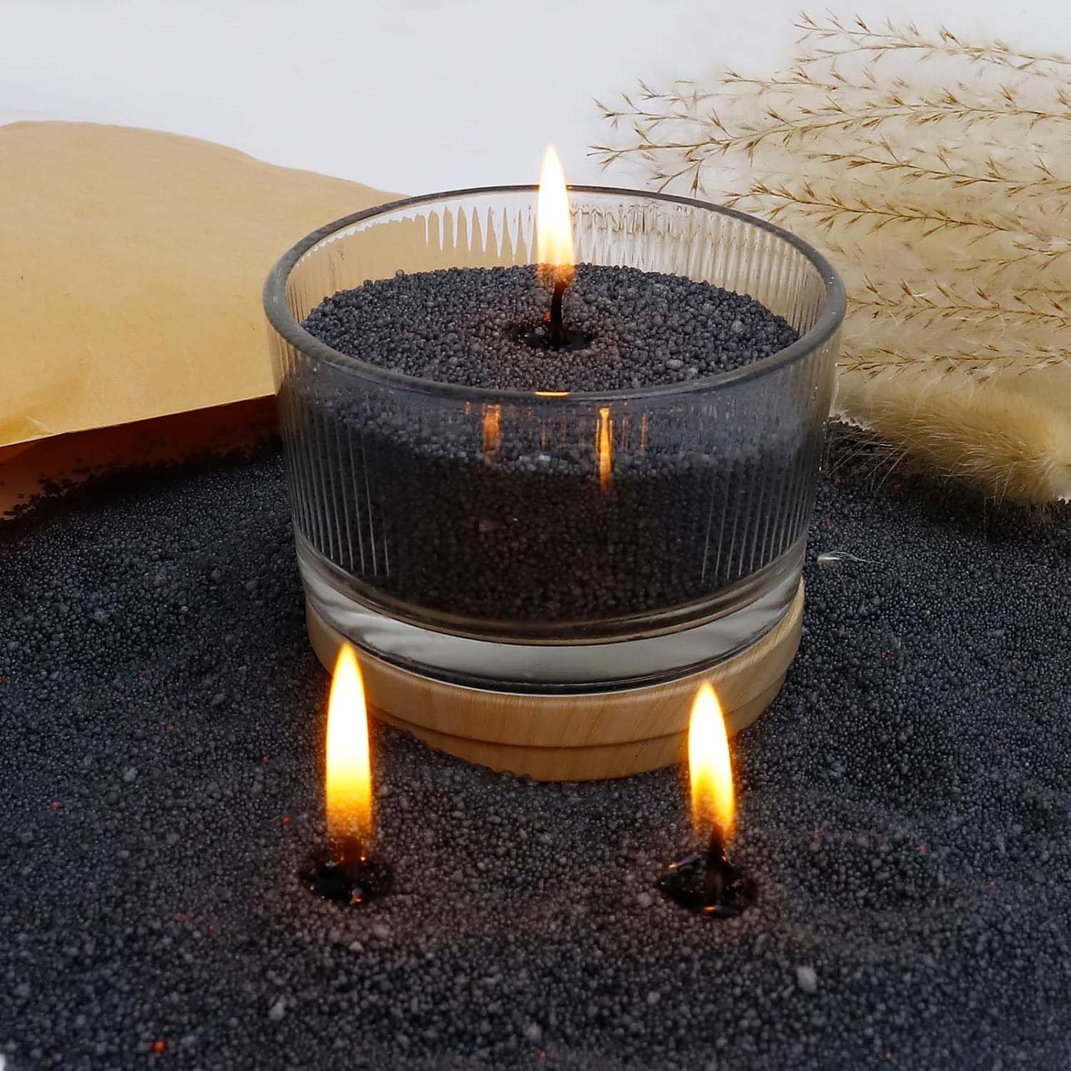 Candle Supplies In Bulk - Black Candle Sand with Wick, 200g