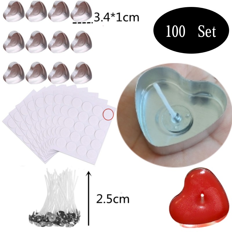 100 Sets Heart shaped Empty Al - Candle Making Supplies For Beginners ulasan dan harga