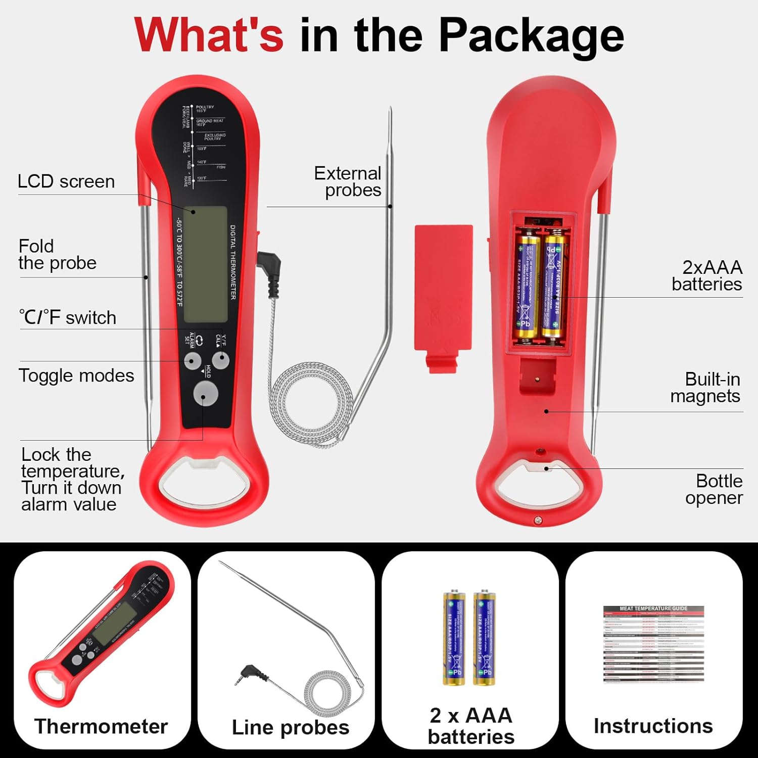 Long Cable Professional Meat T - Digital Thermometer Probe ulasan dan harga